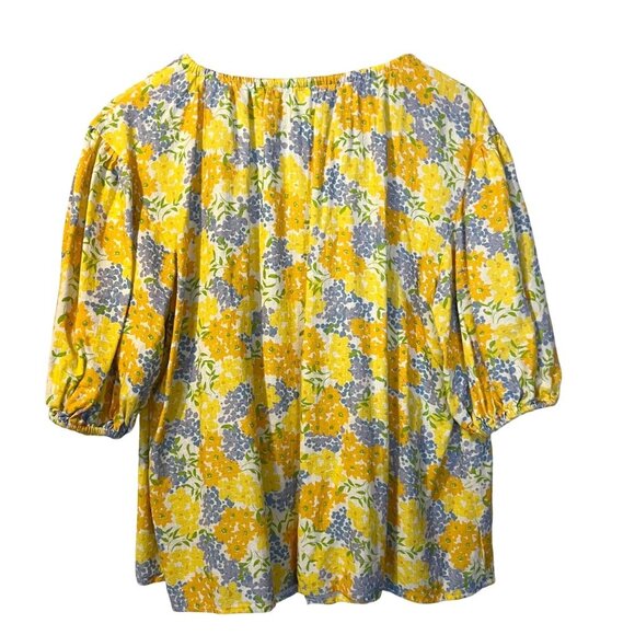 Sabo Skirt Leta Floral Linen Peasant Blouse Top S Boho Summer Cottagecore - Picture 3 of 6